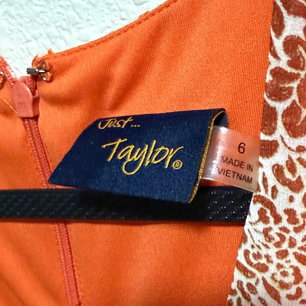Just Taylor Orange Paisley Floral Smocked Waist Tiered Mini Dress Womens Size‎ 6 - Picture 5 of 12